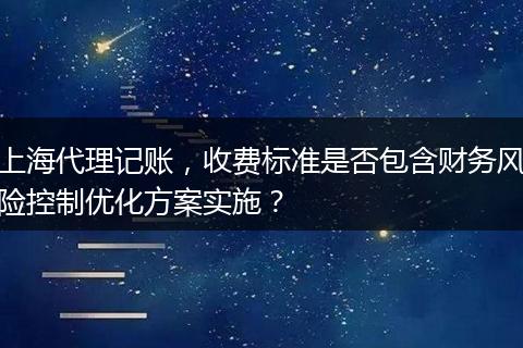 上海代理记账，收费标准是否包含财务风险控制优化方案实施？