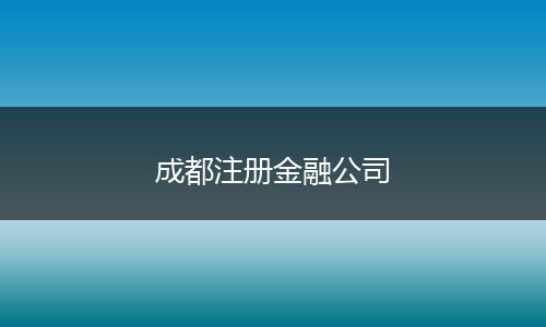 成都注册金融公司