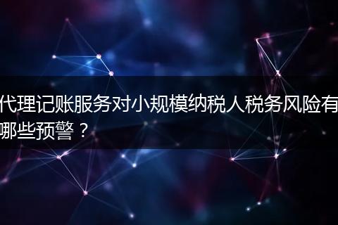代理记账服务对小规模纳税人税务风险有哪些预警？
