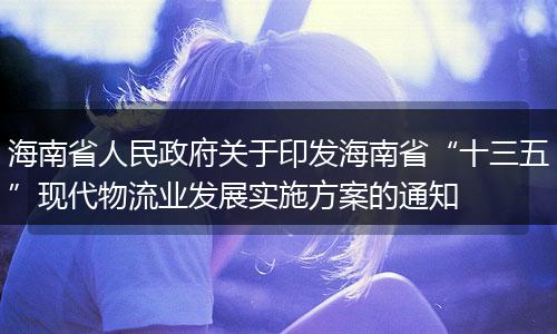 海南省人民政府关于印发海南省“十三五”现代物流业发展实施方案的通知