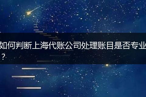 如何判断上海代账公司处理账目是否专业？