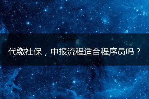 代缴社保，申报流程适合程序员吗？