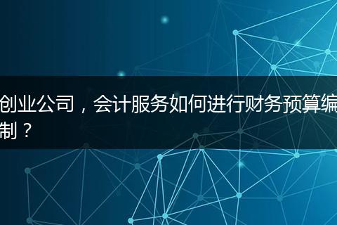 创业公司，会计服务如何进行财务预算编制？