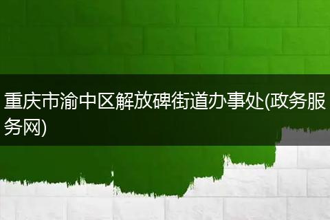 重庆市渝中区解放碑街道办事处(政务服务网)
