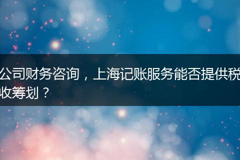 公司财务咨询，上海记账服务能否提供税收筹划？