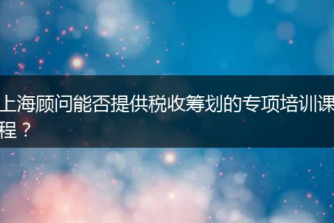 上海顾问能否提供税收筹划的专项培训课程？