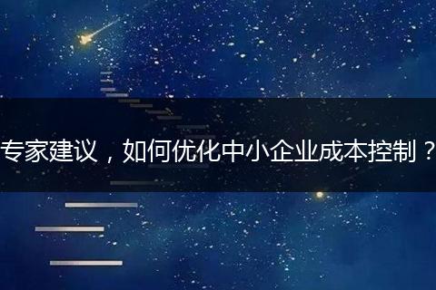 专家建议，如何优化中小企业成本控制？