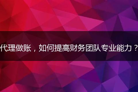 代理做账，如何提高财务团队专业能力？