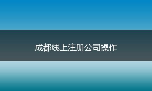 成都线上注册公司操作