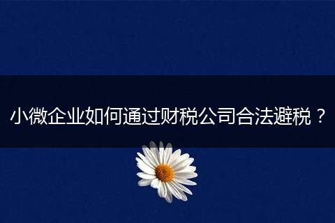 小微企业如何通过财税公司合法避税？