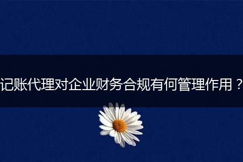 记账代理对企业财务合规有何管理作用？