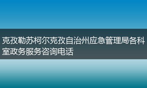克孜勒苏柯尔克孜自治州应急管理局各科室政务服务咨询电话