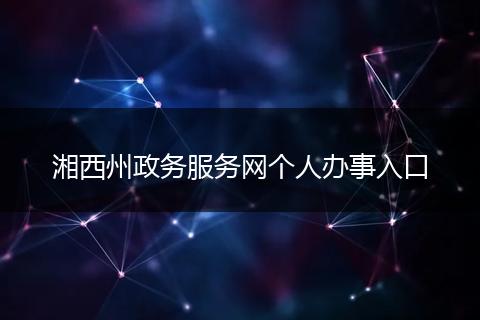湘西州政务服务网个人办事入口
