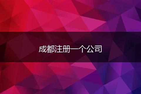 成都注册一个公司