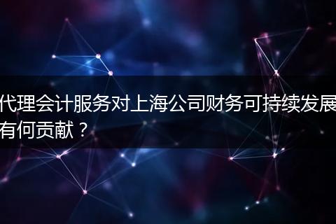 代理会计服务对上海公司财务可持续发展有何贡献？