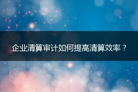 企业清算审计如何提高清算效率？