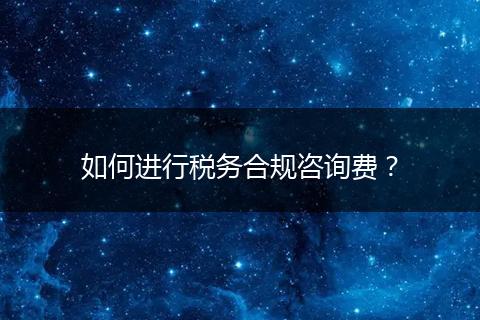 如何进行税务合规咨询费？