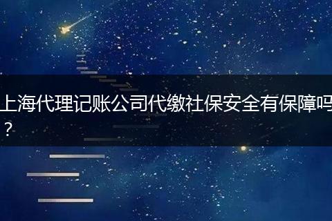 上海代理记账公司代缴社保安全有保障吗？
