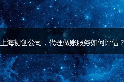 上海初创公司，代理做账服务如何评估？
