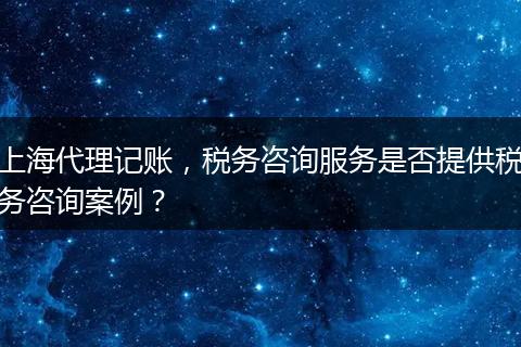 上海代理记账，税务咨询服务是否提供税务咨询案例？