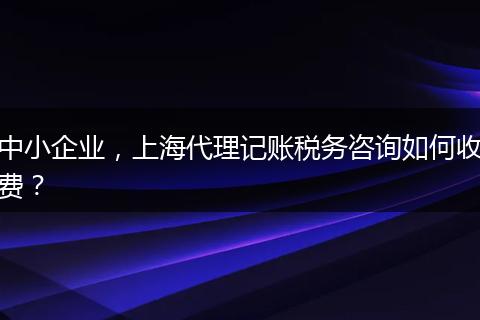 中小企业，上海代理记账税务咨询如何收费？
