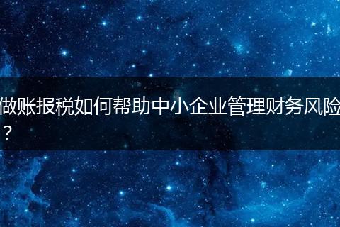 做账报税如何帮助中小企业管理财务风险？