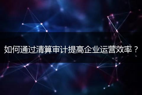 如何通过清算审计提高企业运营效率？