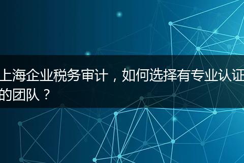 上海企业税务审计，如何选择有专业认证的团队？