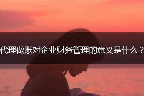 代理做账对企业财务管理的意义是什么？
