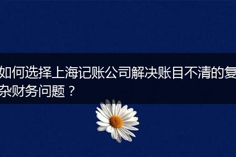如何选择上海记账公司解决账目不清的复杂财务问题？