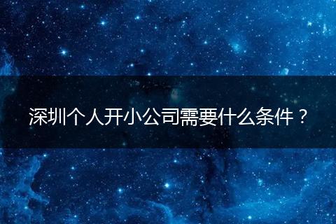 深圳个人开小公司需要什么条件？