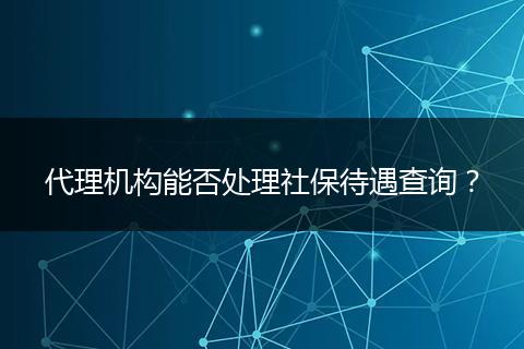 代理机构能否处理社保待遇查询？