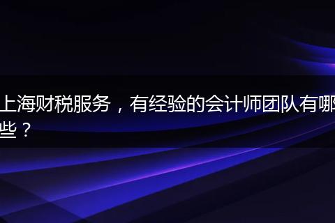 上海财税服务，有经验的会计师团队有哪些？