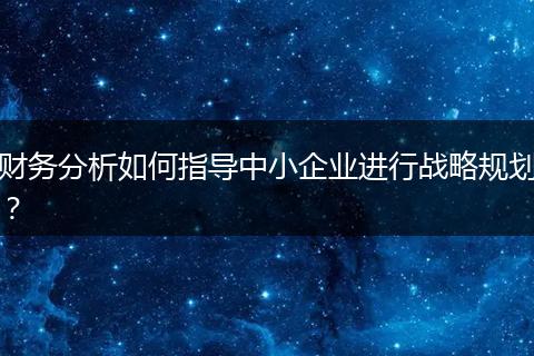 财务分析如何指导中小企业进行战略规划？