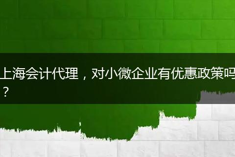 上海会计代理，对小微企业有优惠政策吗？