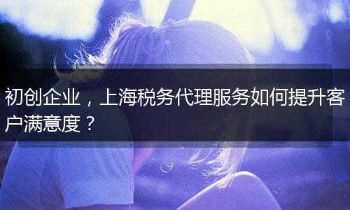 初创企业，上海税务代理服务如何提升客户满意度？