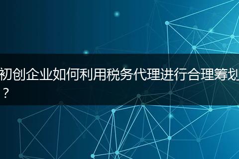 初创企业如何利用税务代理进行合理筹划?