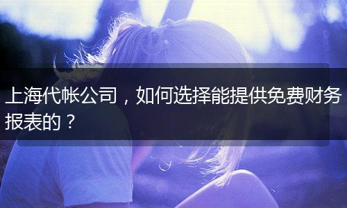 上海代帐公司，如何选择能提供免费财务报表的？