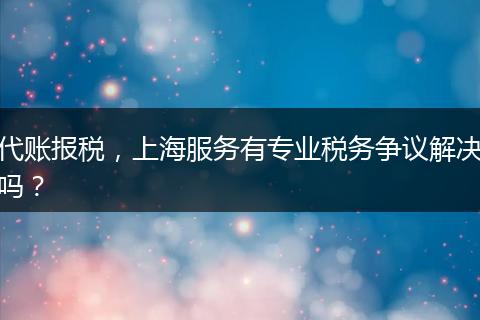 代账报税，上海服务有专业税务争议解决吗？