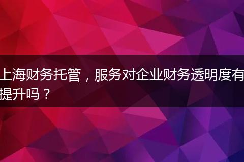 上海财务托管，服务对企业财务透明度有提升吗？