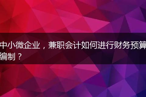 中小微企业，兼职会计如何进行财务预算编制？