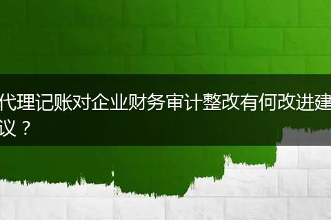 代理记账对企业财务审计整改有何改进建议？