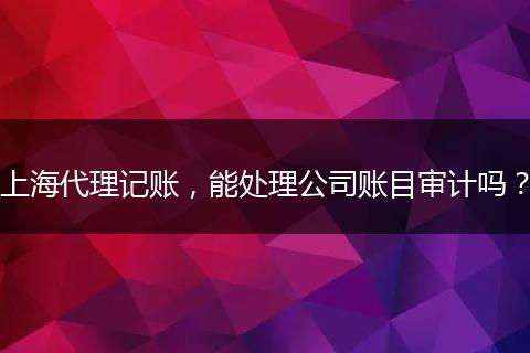 上海代理记账，能处理公司账目审计吗？