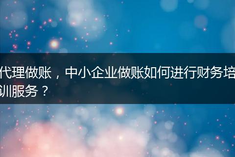 代理做账，中小企业做账如何进行财务培训服务？