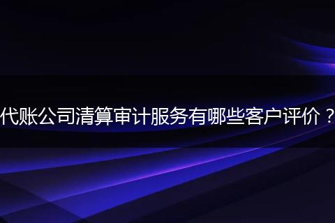 代账公司清算审计服务有哪些客户评价？