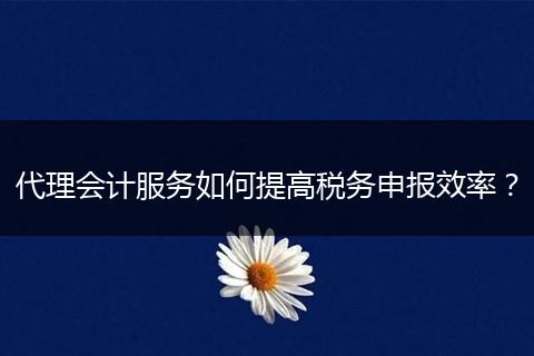 代理会计服务如何提高税务申报效率？
