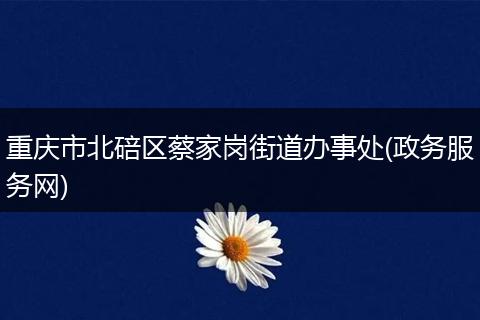 重庆市北碚区蔡家岗街道办事处(政务服务网)
