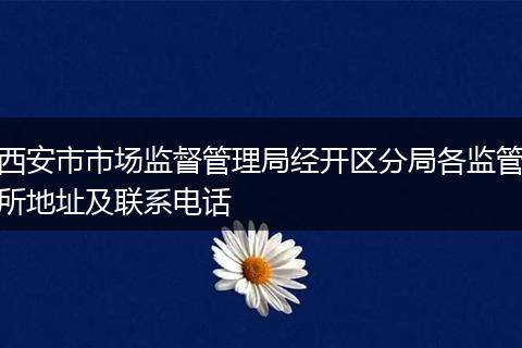 西安市市场监督管理局经开区分局各监管所地址及联系电话