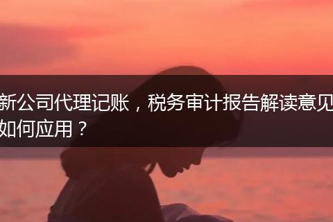 新公司代理记账，税务审计报告解读意见如何应用？