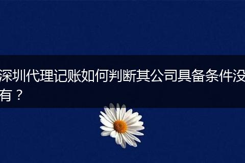 深圳代理记账如何判断其公司具备条件没有？